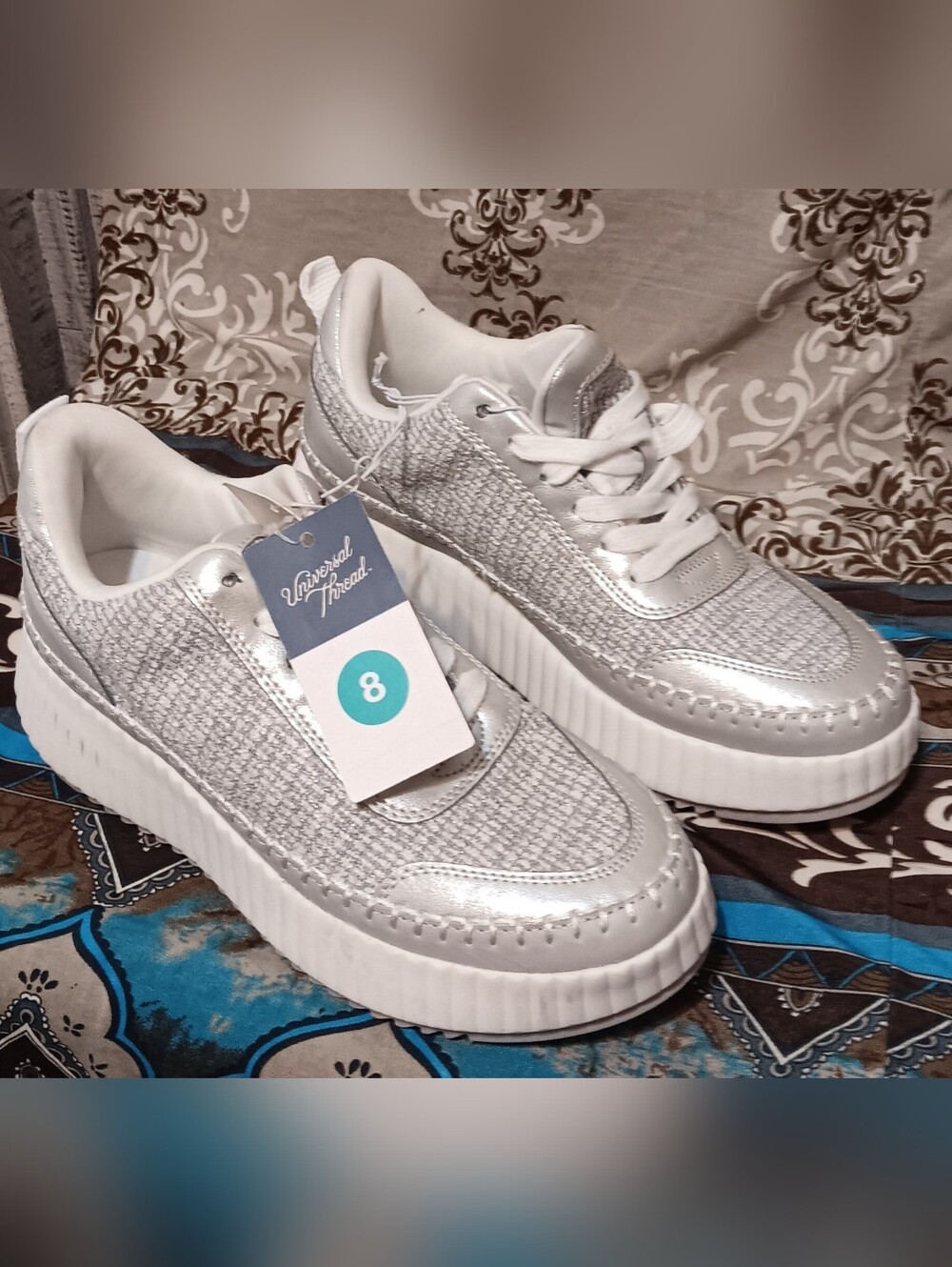 Universal Thread Metallic Silver Platform Sneakers Size 8